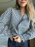 Léonor Blusa Vichy Azul Marino