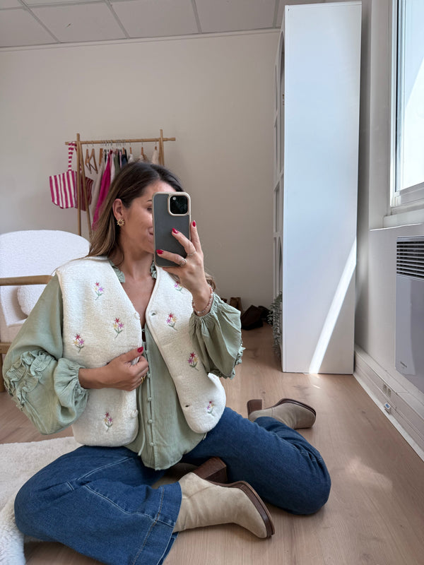 Gilet sans manches fleuri Julia
