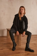 Woskowane Spodnie Suzy - Czarne
