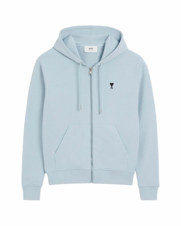 Ami Paris - Ami De Coeur Zipped Hoodie – Sky