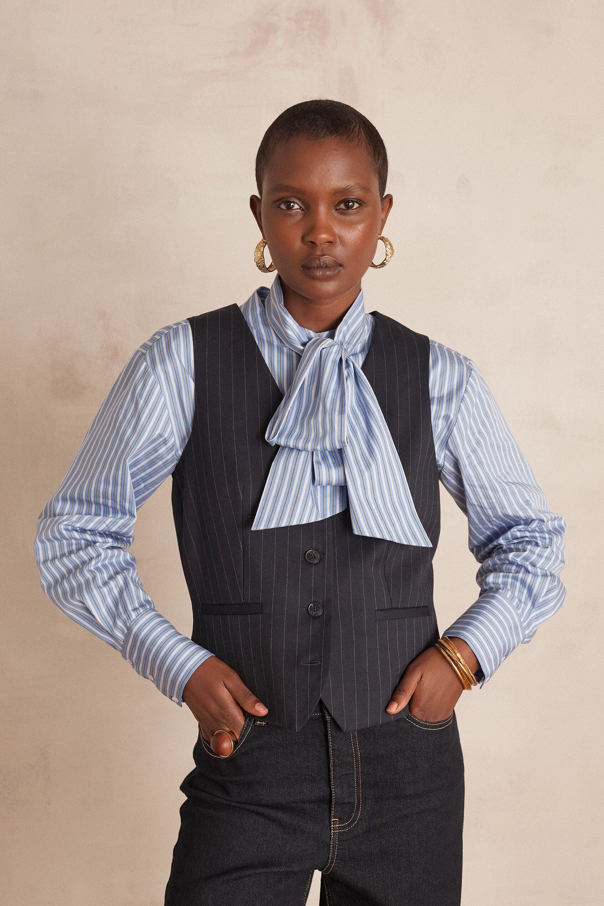 Gilet Abel Bis Rayé - Marine