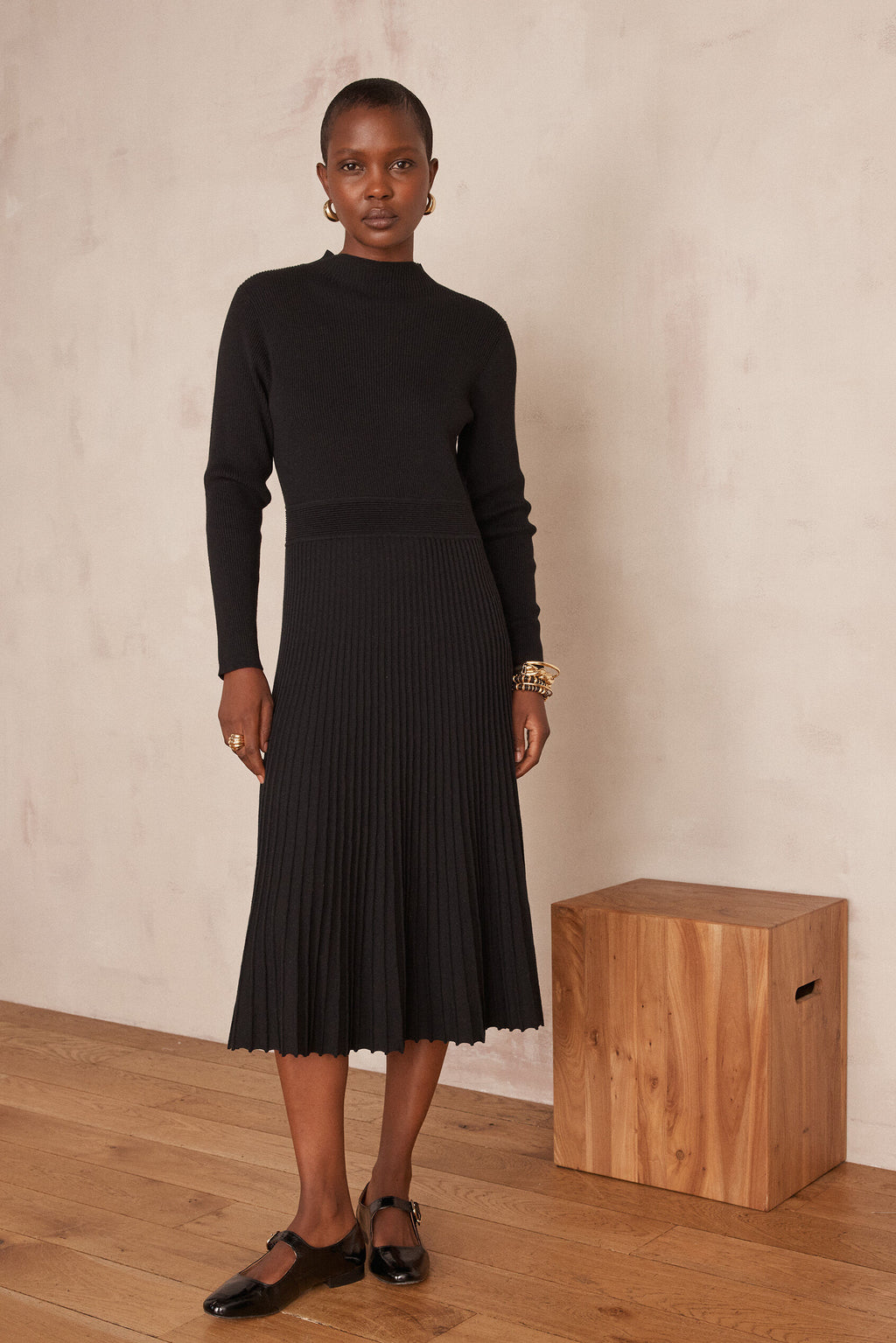 Stickad Klänning Martika - Svart