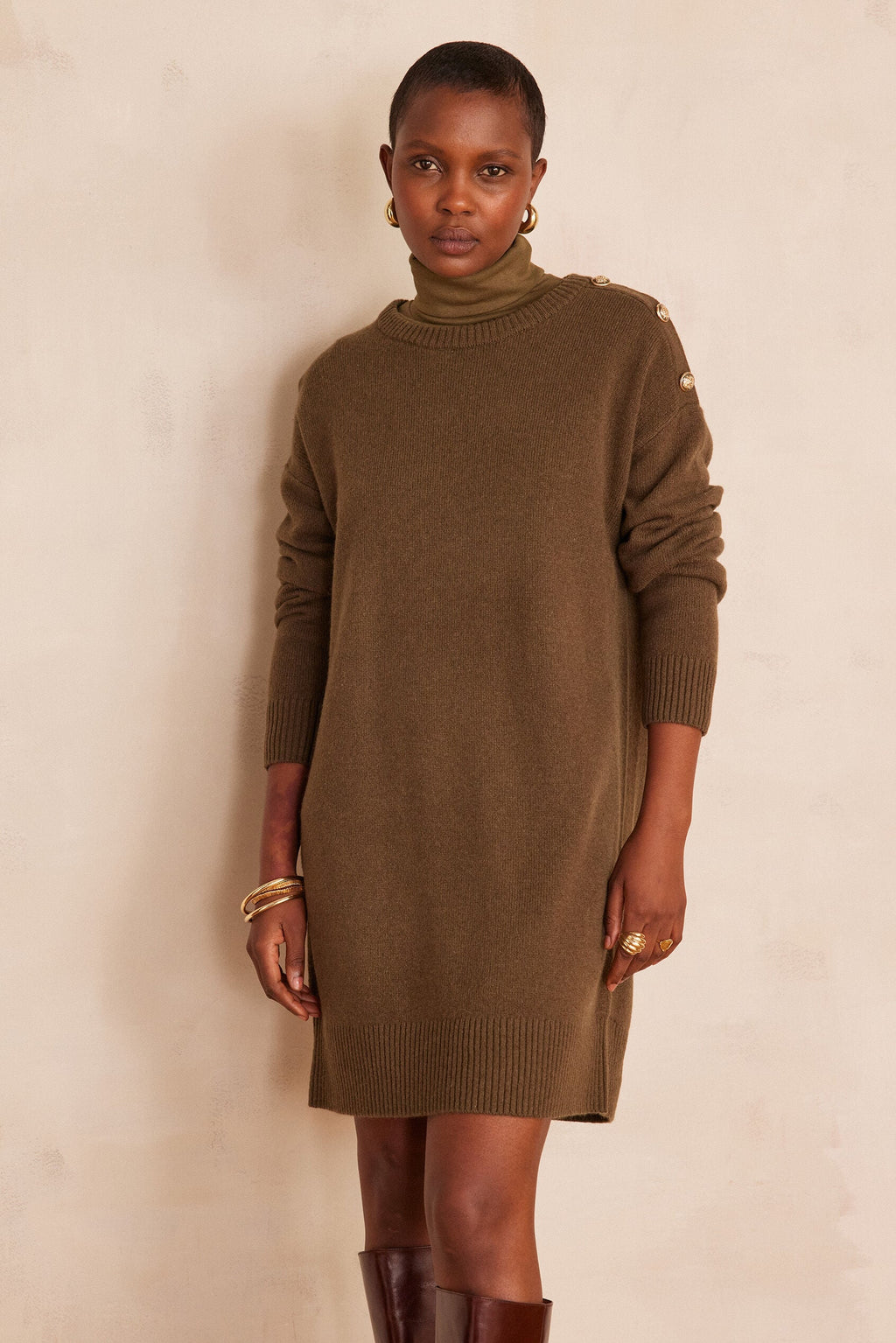 Dzianinowa sukienka Lina – Khaki