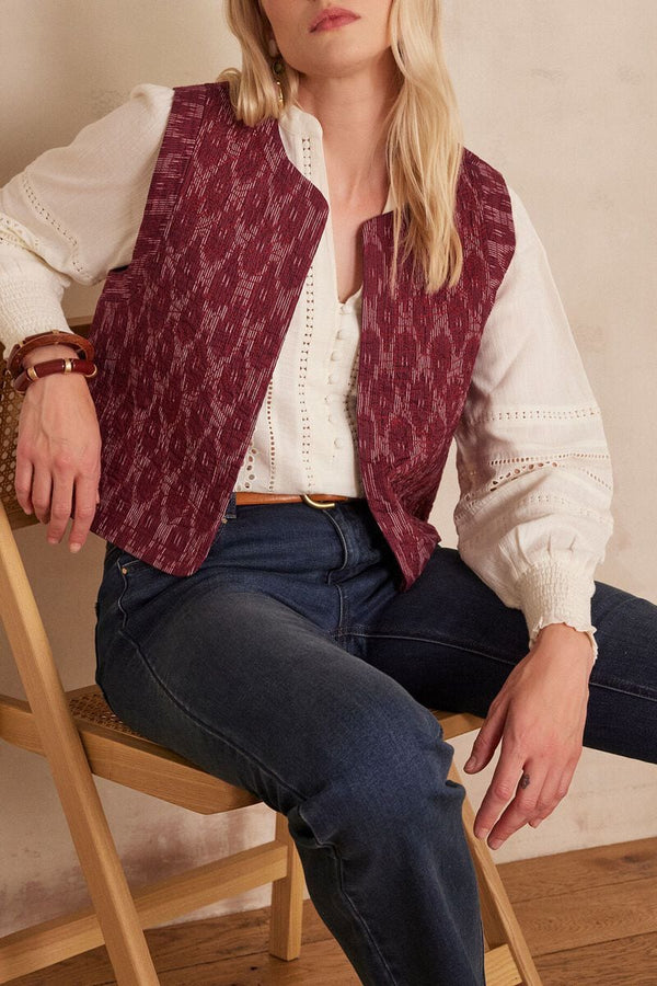 Gilet Prune Imprimé - Fuchsia Foncé