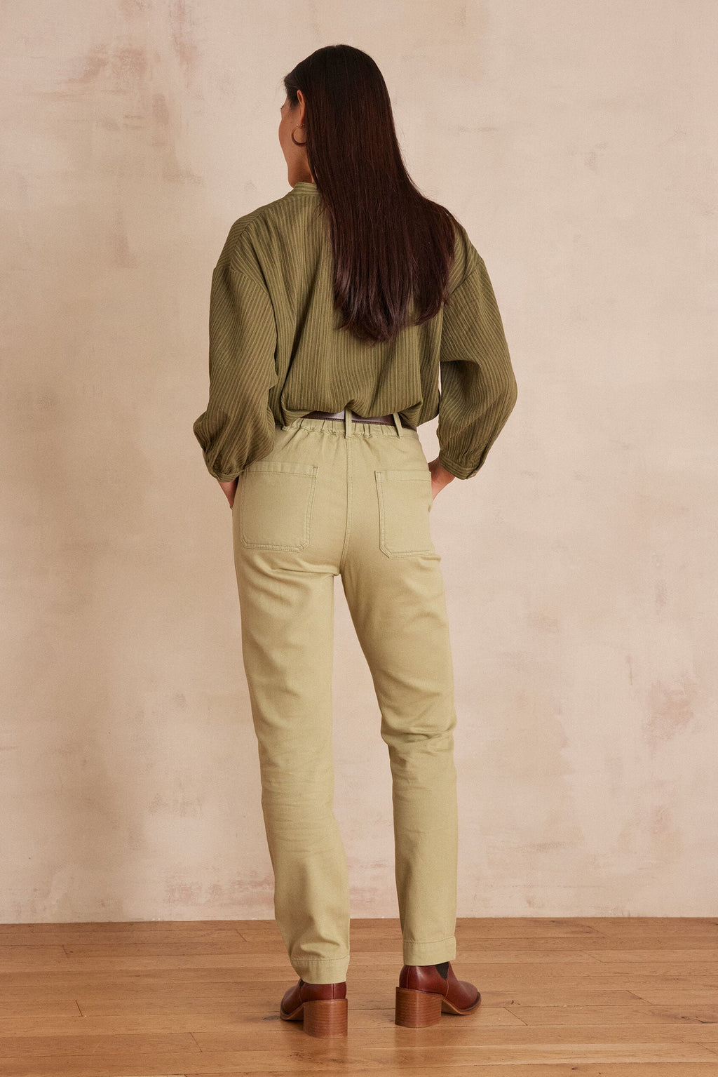 Broek Mateo Overdyed - Amandel