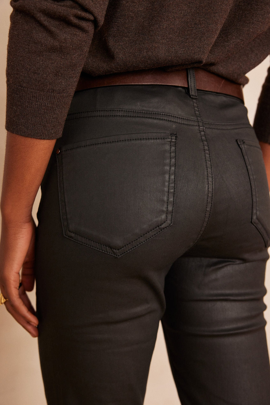 Pantalon Anette Coated - Zwart