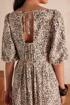 Luchtige jurk Randa met print - Naturel