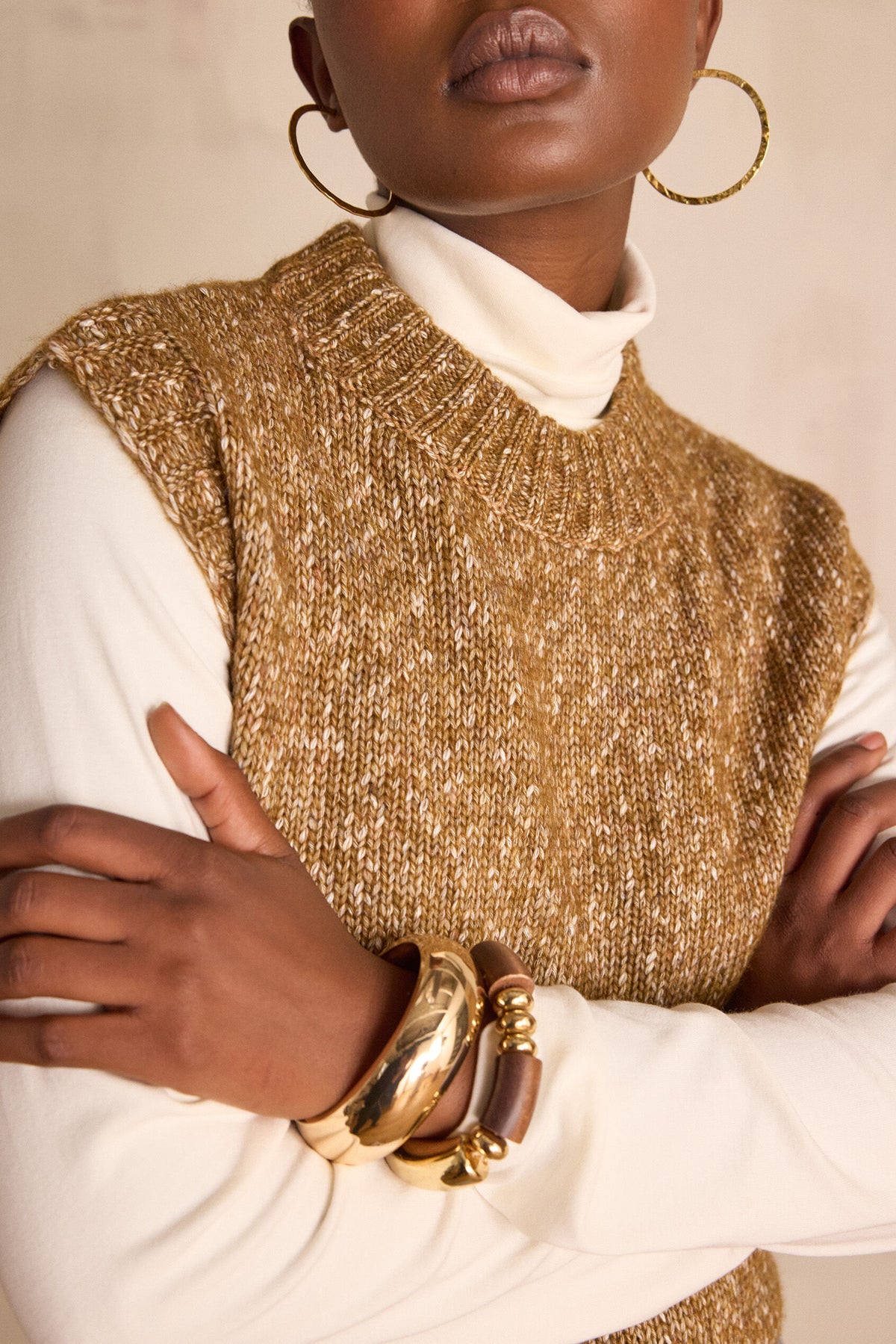 Boston Strikbluse - Camel