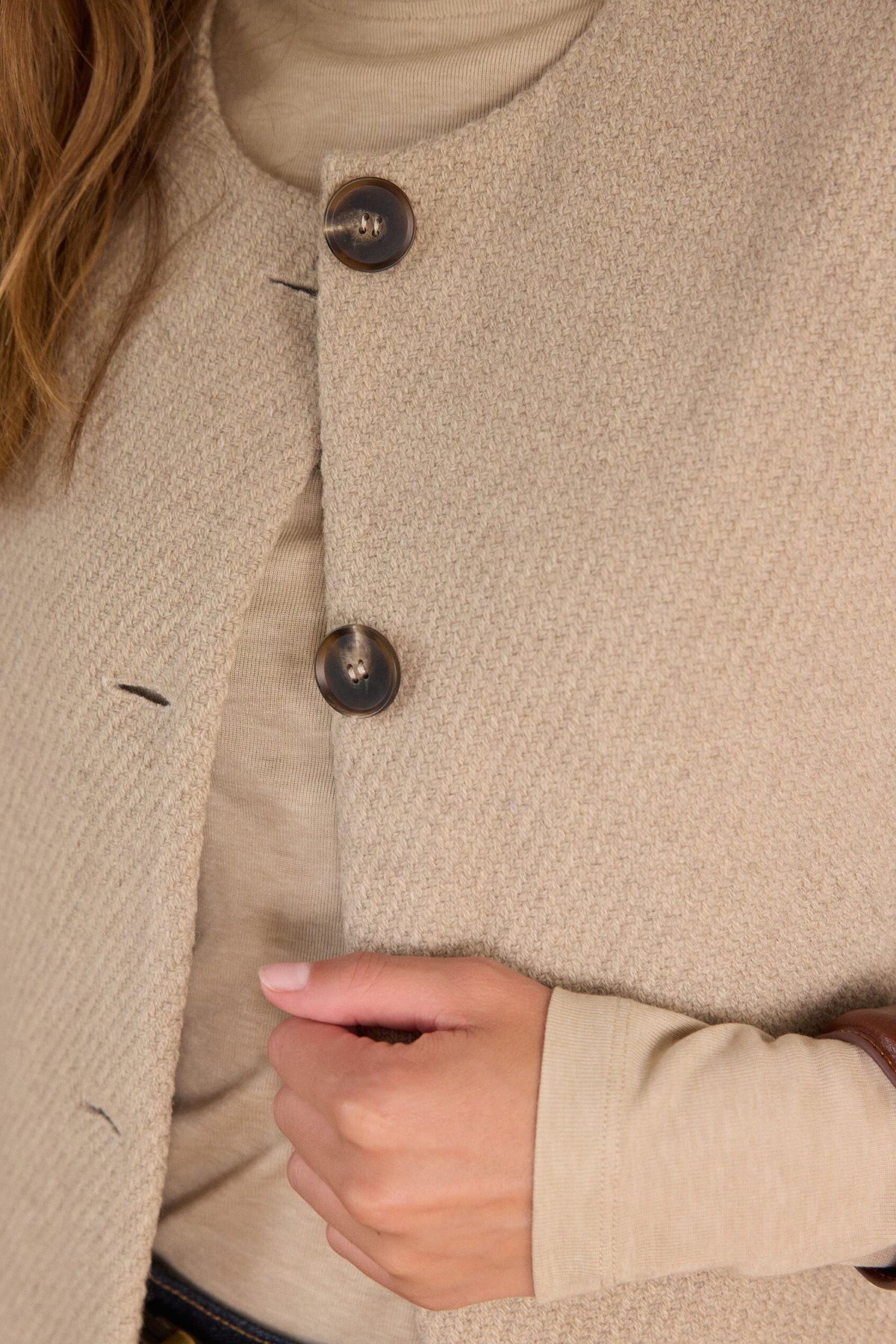 Vest Paige met Franjes - Licht Taupe