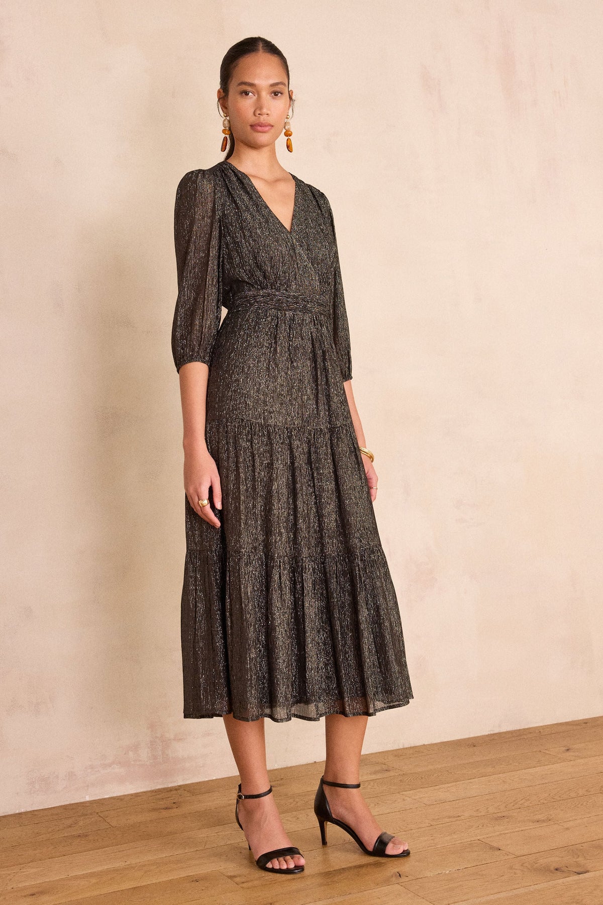 Kleid Flou Loumia Foil - Schwarz