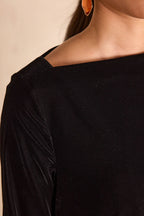 Structure Rafaela Fluwelen Jurk - Zwart