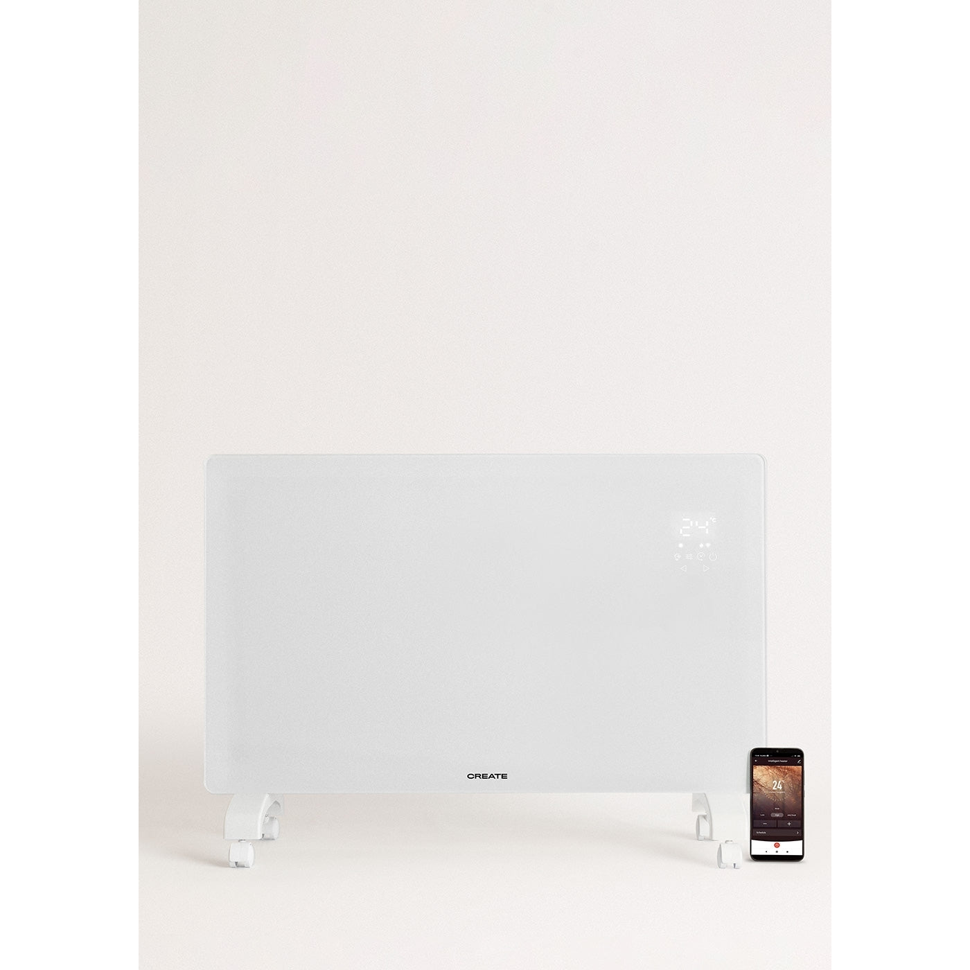 Warm Crystal 2000W - Convecteur Électrique En Verre Wifi Avec Roulettes - Blanc