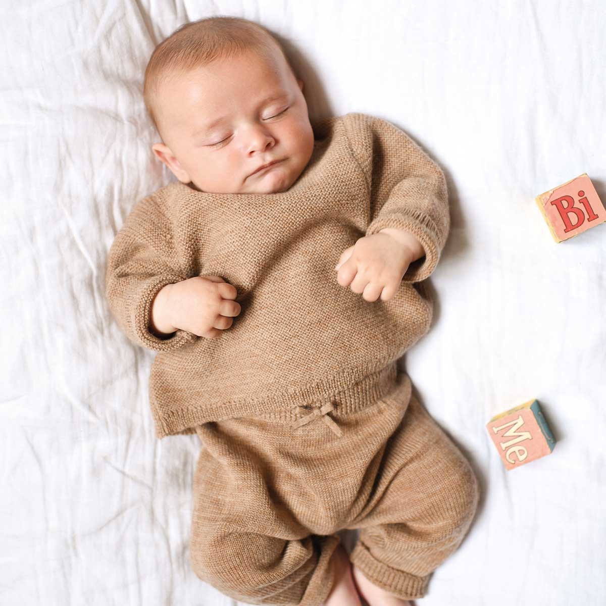 Aimé Heather Beige Knit Set 100% Wool - Baby