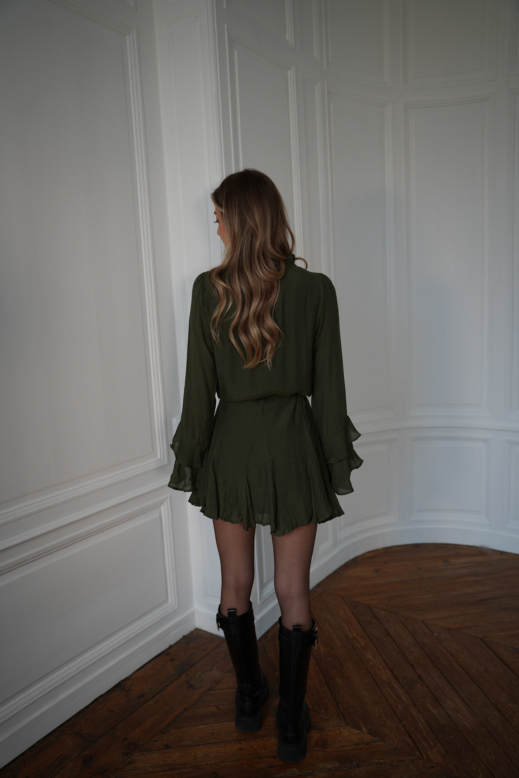 Vestido Edda con volantes - Caqui