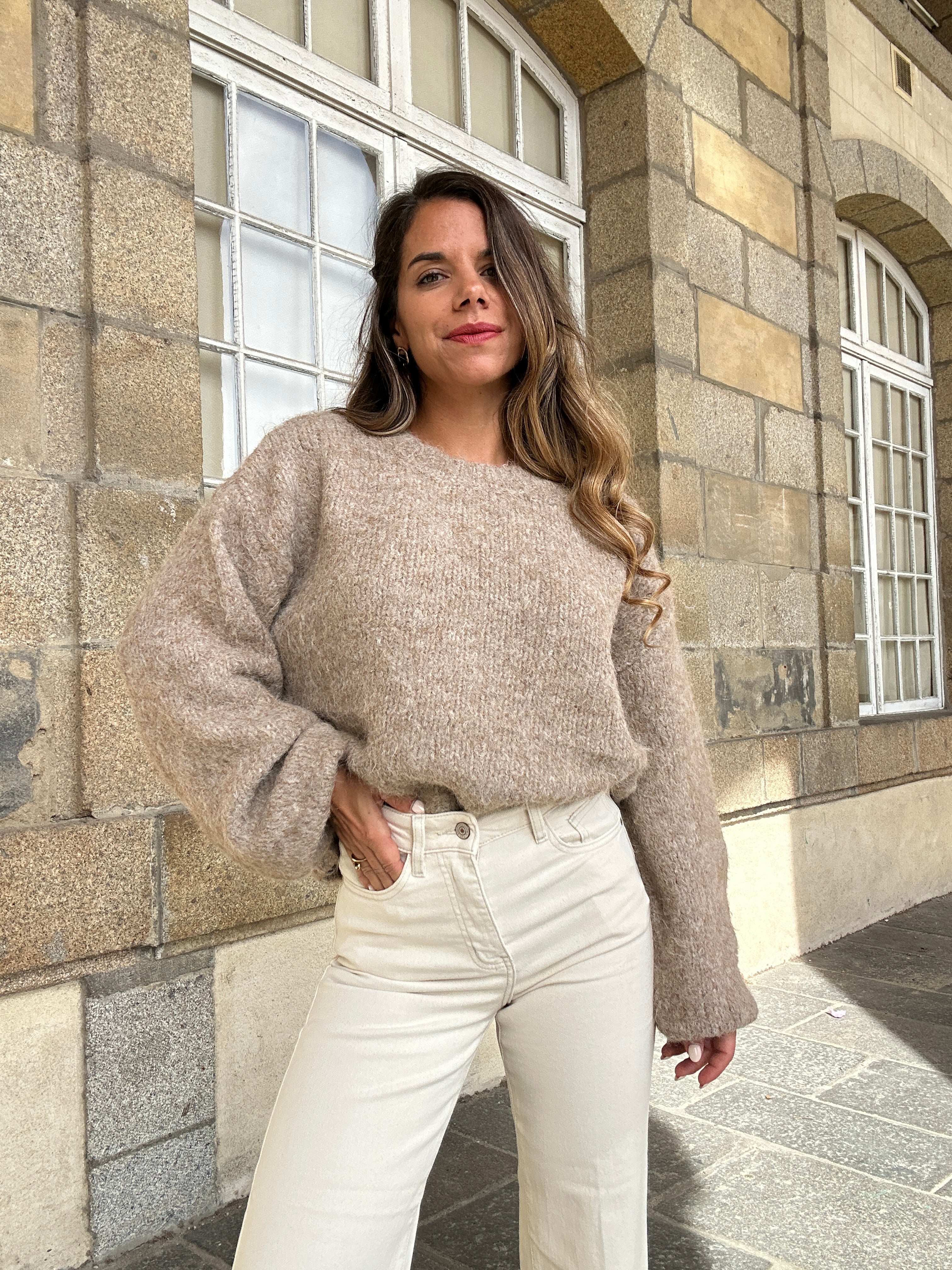 Pull en laine Taupe Henri