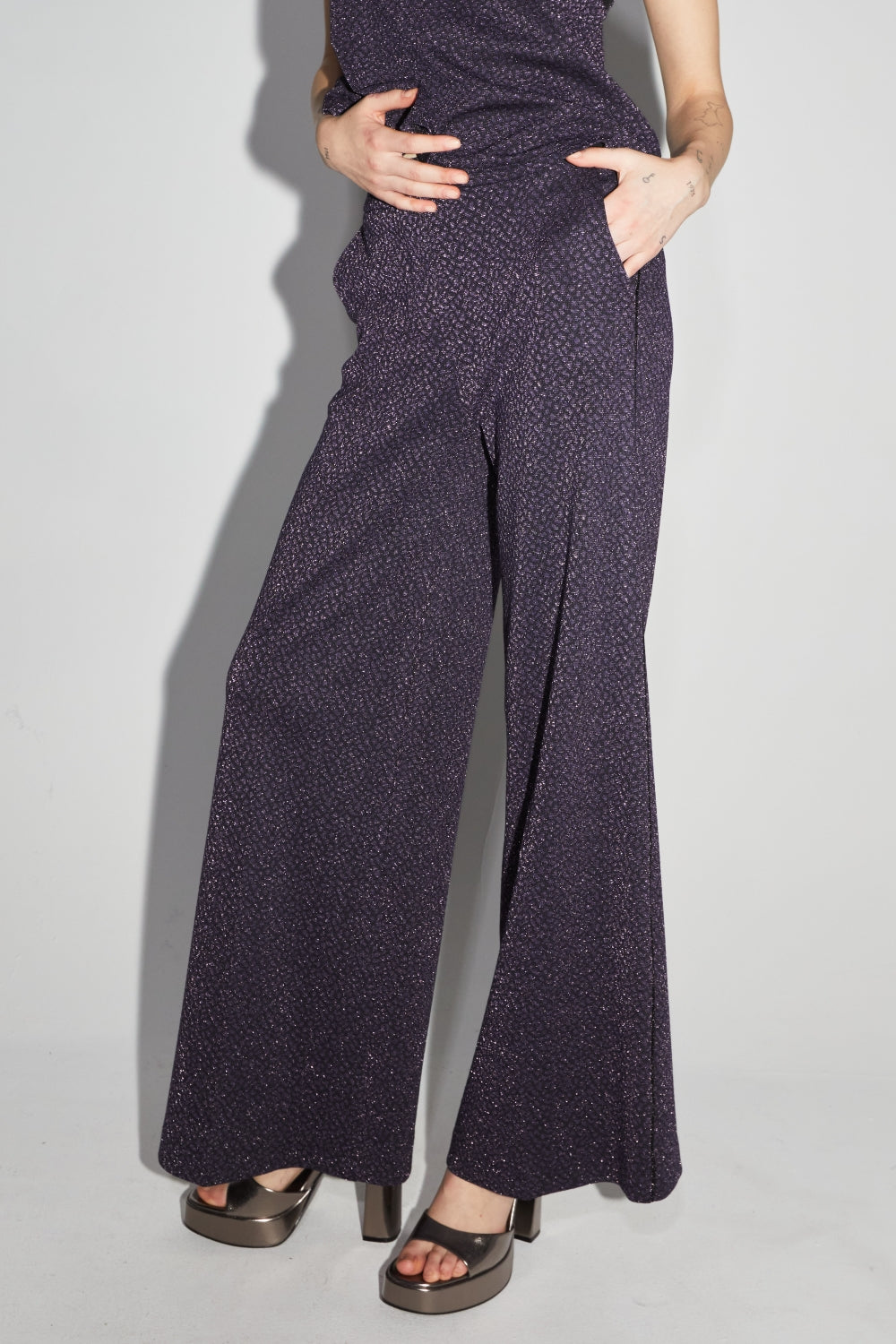 Le Pantalon Charlie En Tricot Léo Mauve