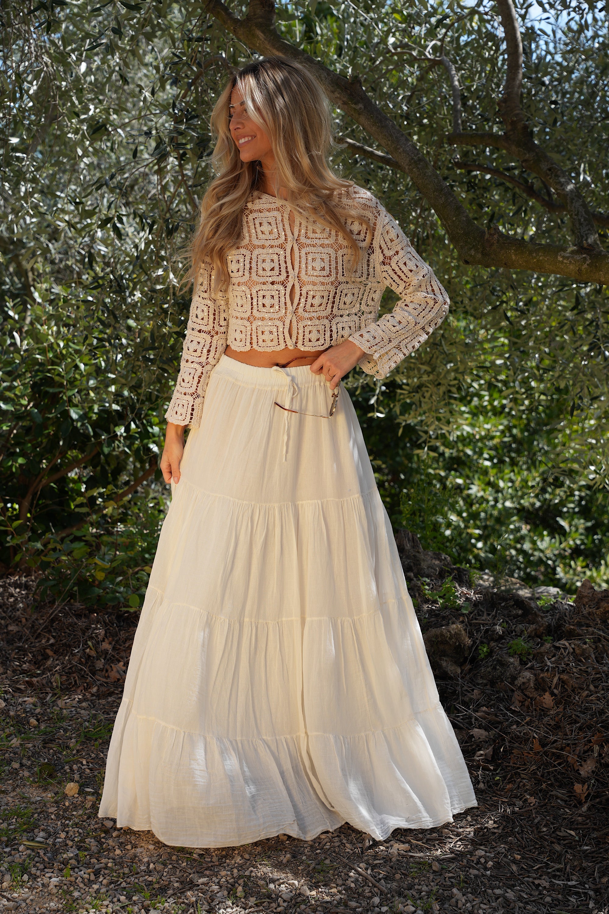 Falda larga Chloé - Crema