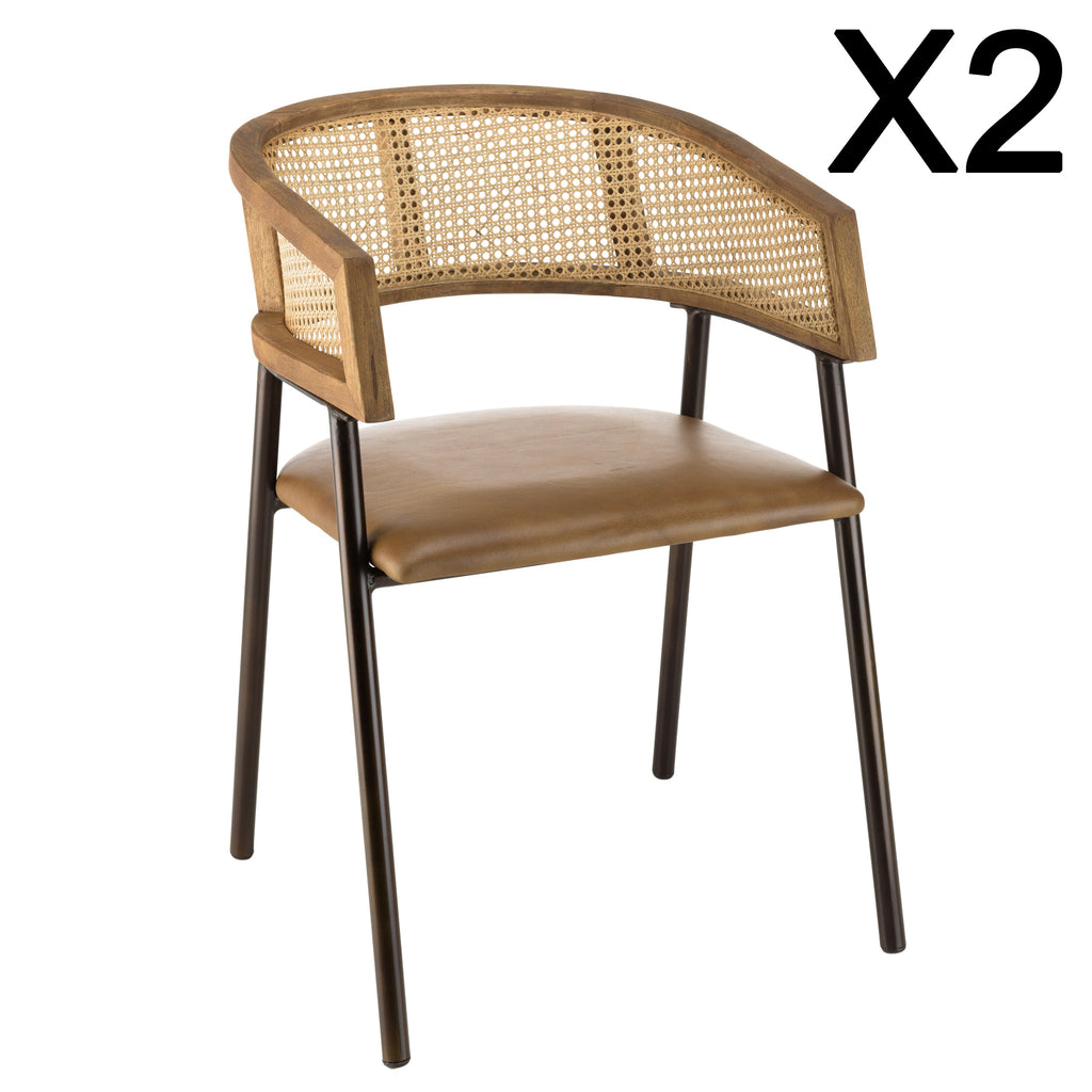Marcel – Zestaw 2 krzeseł – Brąz/Czerń/Jasne drewno