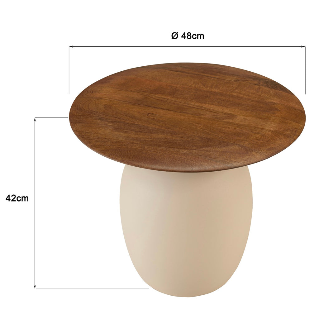 James - Side Table And Pedestal Table - Brown/Ivory