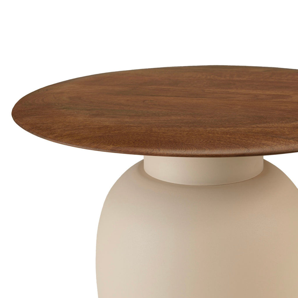 James - Side Table And Pedestal Table - Brown/Ivory