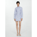 Vestido Camisero Cierre de Cremallera Rayas - Sky Blue