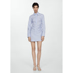 Vestido Camisero Cierre de Cremallera Rayas - Sky Blue
