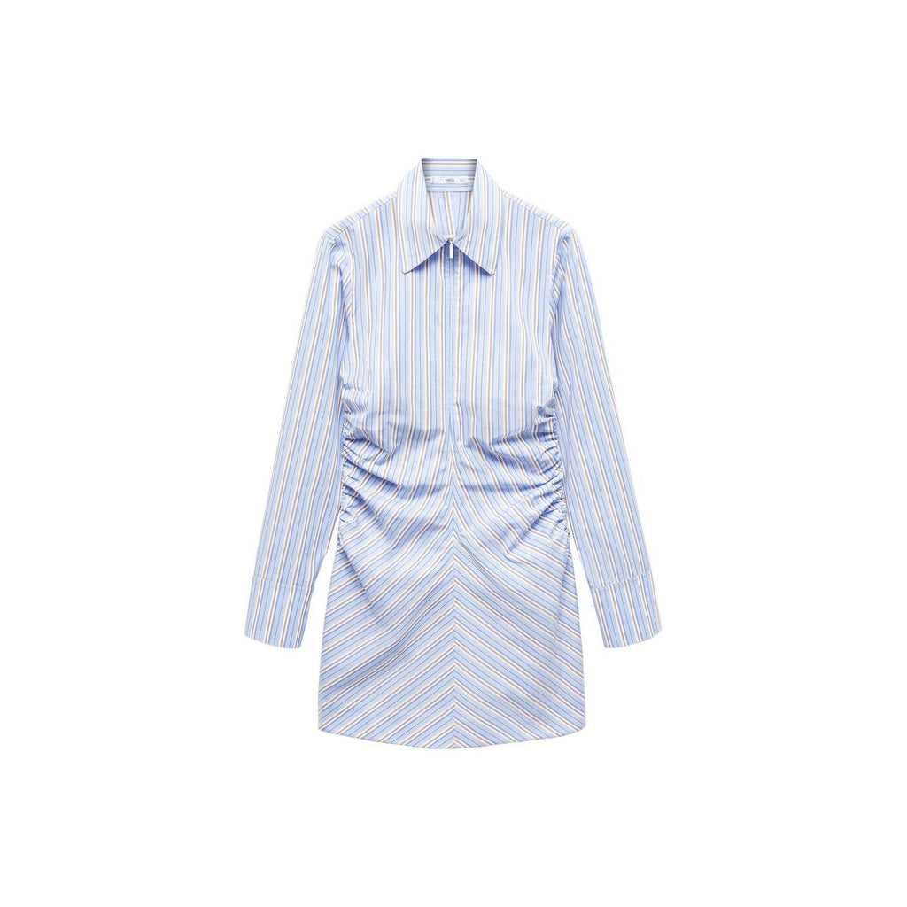 Vestido Camisero Cierre de Cremallera Rayas - Sky Blue