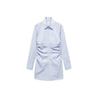 Vestido Camisero Cierre de Cremallera Rayas - Sky Blue