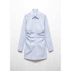 Vestido Camisero Cierre de Cremallera Rayas - Sky Blue