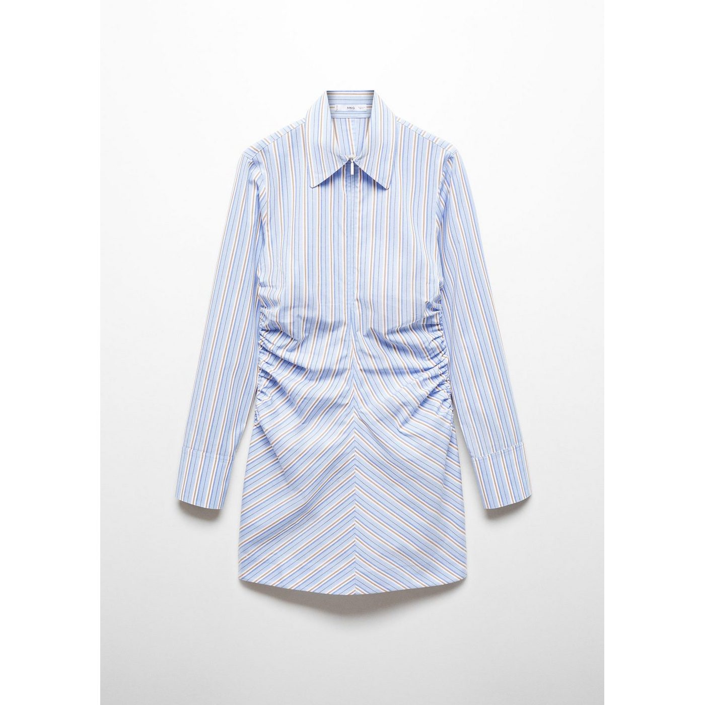 Vestido Camisero Cierre de Cremallera Rayas - Sky Blue