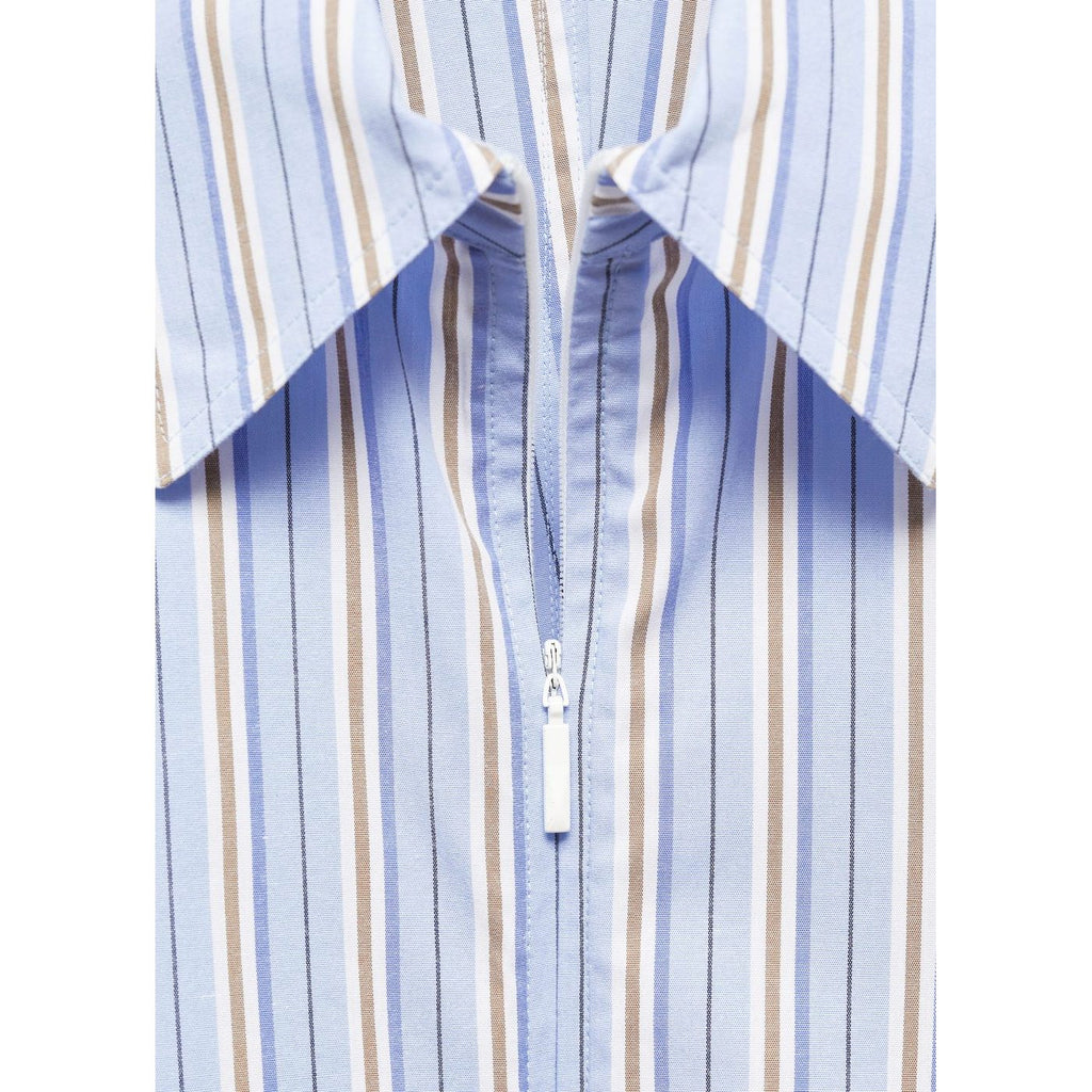 Vestido Camisero Cierre de Cremallera Rayas - Sky Blue