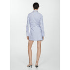Vestido Camisero Cierre de Cremallera Rayas - Sky Blue