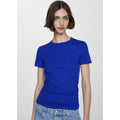 Short-Sleeved Ribbed Knit T-Shirt - Blue