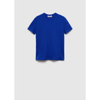 Short-Sleeved Ribbed Knit T-Shirt - Blue
