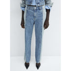 Straight Cut Two-Tone Jeans - Medium Blue