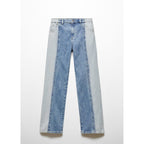 Straight Cut Two-Tone Jeans - Medium Blue