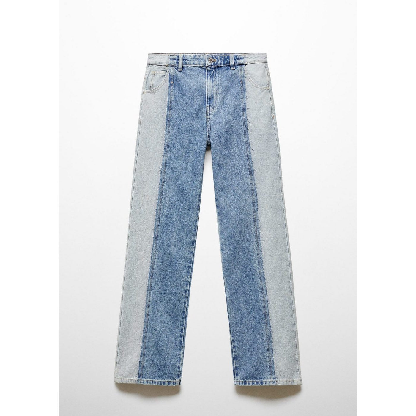 Straight Cut Two-Tone Jeans - Medium Blue