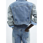 Straight Cut Two-Tone Jeans - Medium Blue