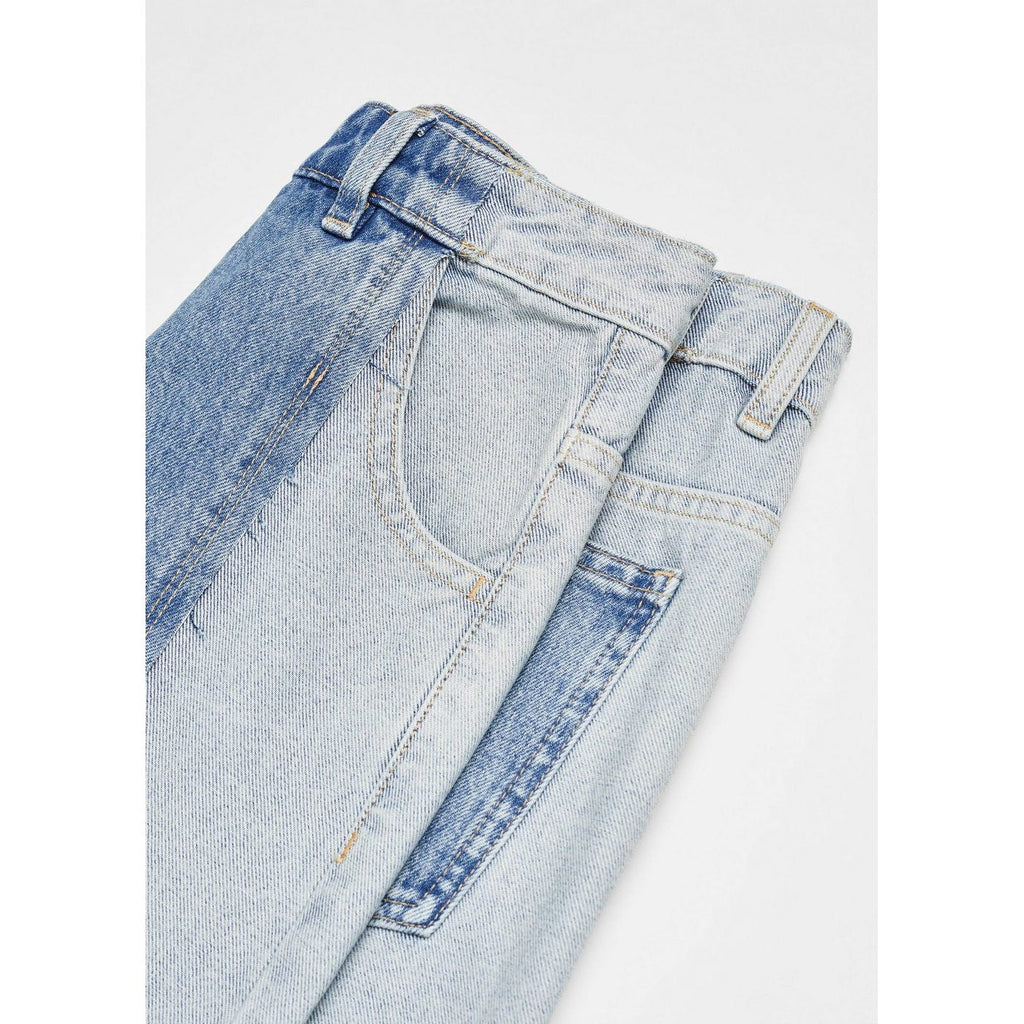 Straight Cut Two-Tone Jeans - Medium Blue