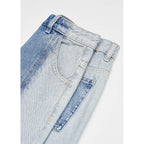 Straight Cut Two-Tone Jeans - Medium Blue