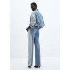 Straight Cut Two-Tone Jeans - Medium Blue