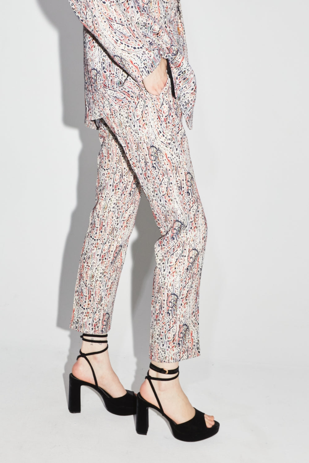 Broek Silvana Jacquard Paisley - Wit