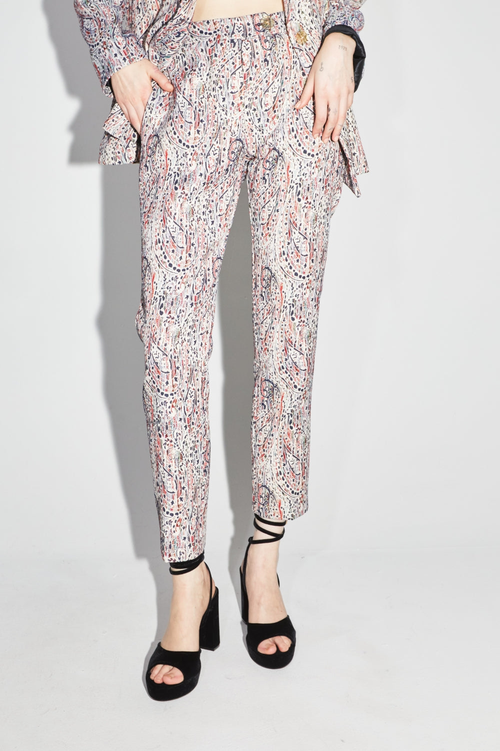Broek Silvana Jacquard Paisley - Wit