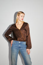 Blusa cruzada reversible The Daisy Halo Chocolate