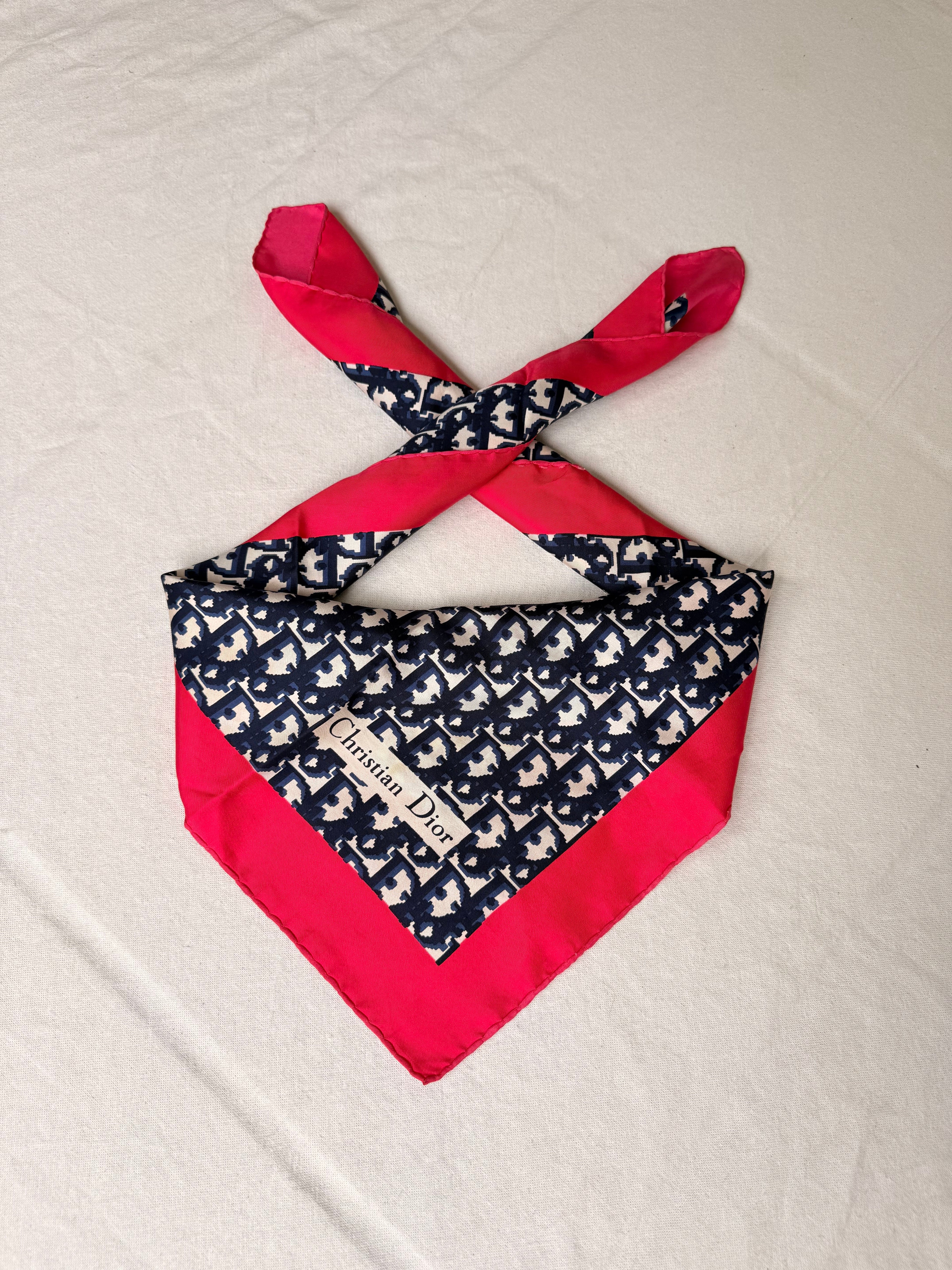 Christian Dior Scarf – Blue And Pink Monogram Model