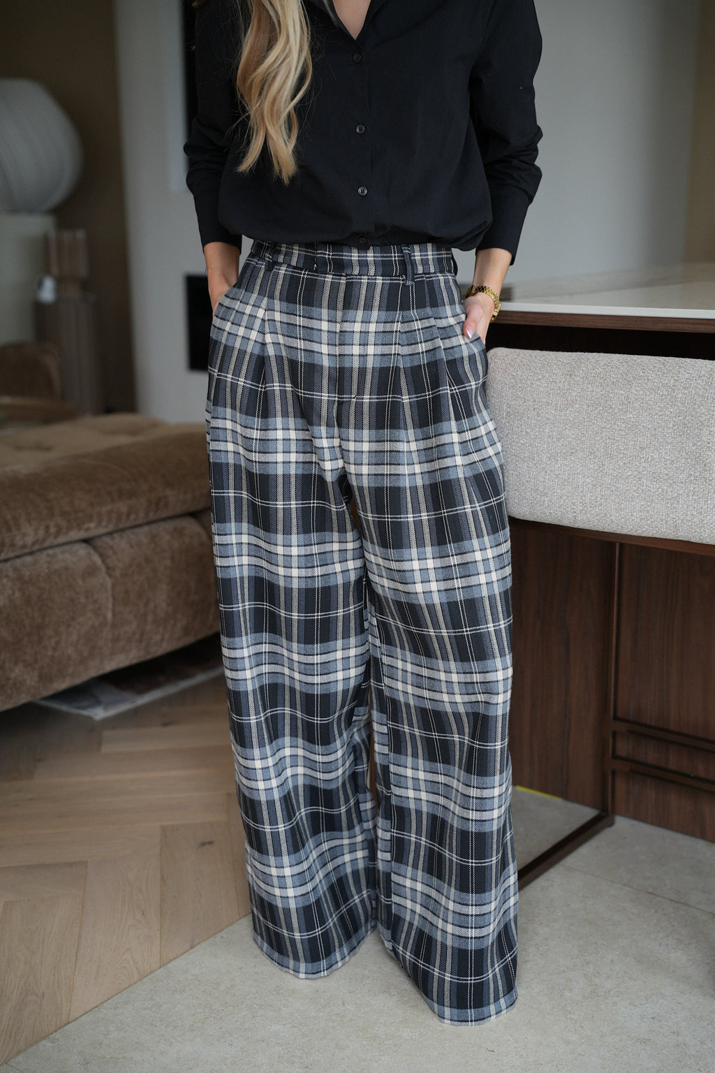 Pantalon À Carreaux Lola - Noir