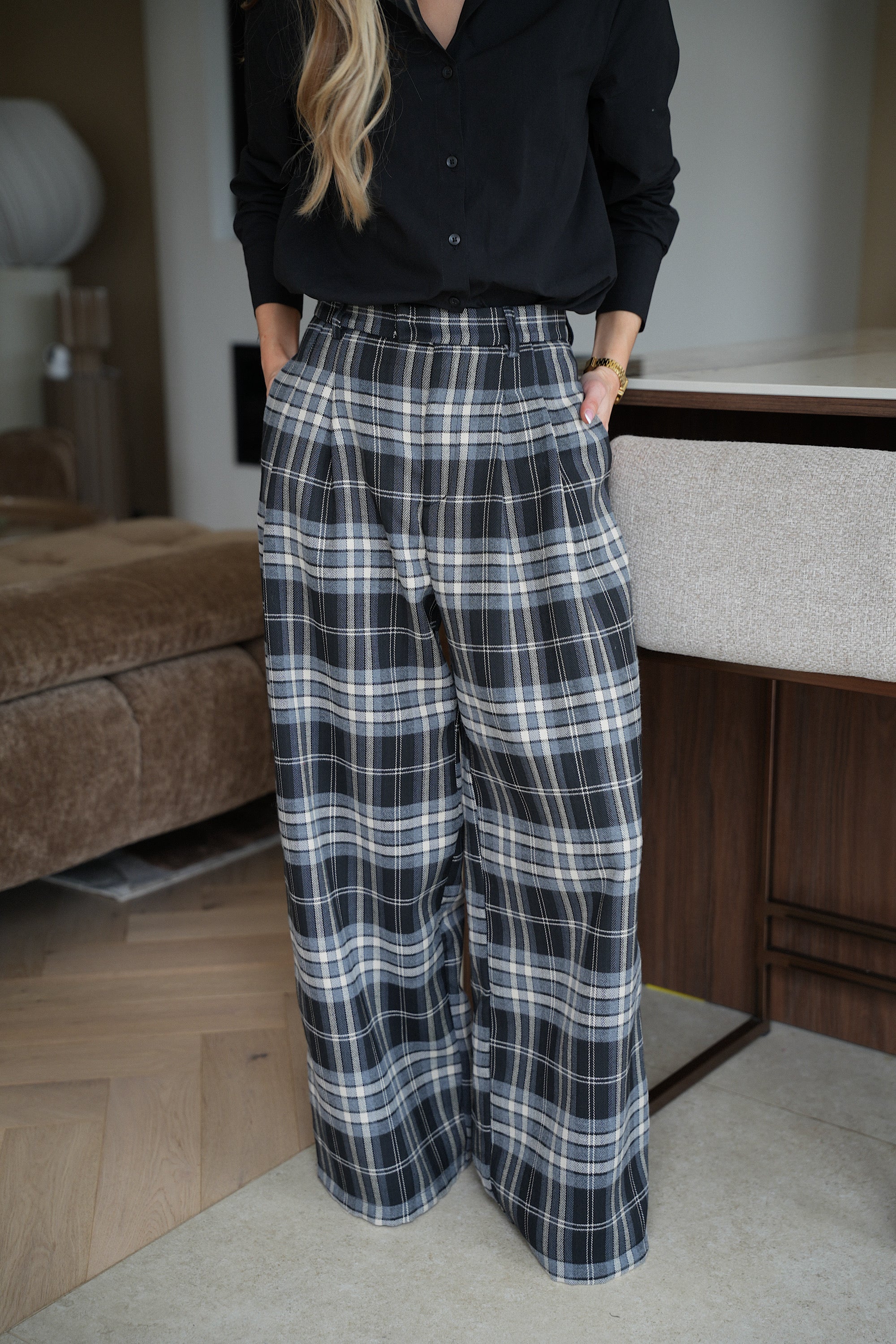 Pantalon À Carreaux Lola - Noir