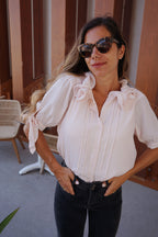 Mini Blouse Brune Doux Rose