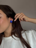 Boucles D’Oreilles Vintage - Cabochons Bleu Pâte De Verre