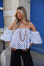 Blusa Sola De Lunares - Blanco/Negro